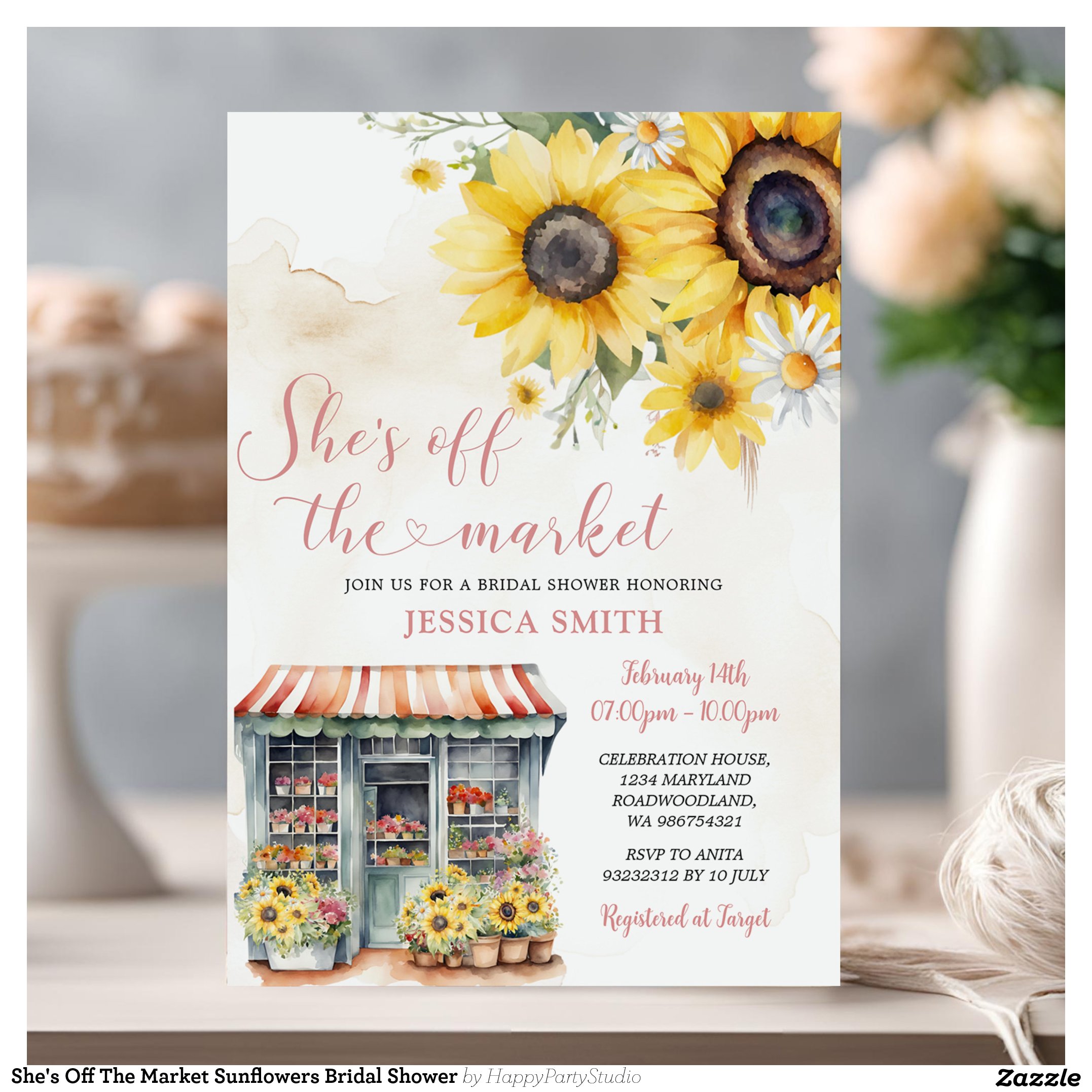 She's Off The Market Sunflowers Bridal Shower Invitation