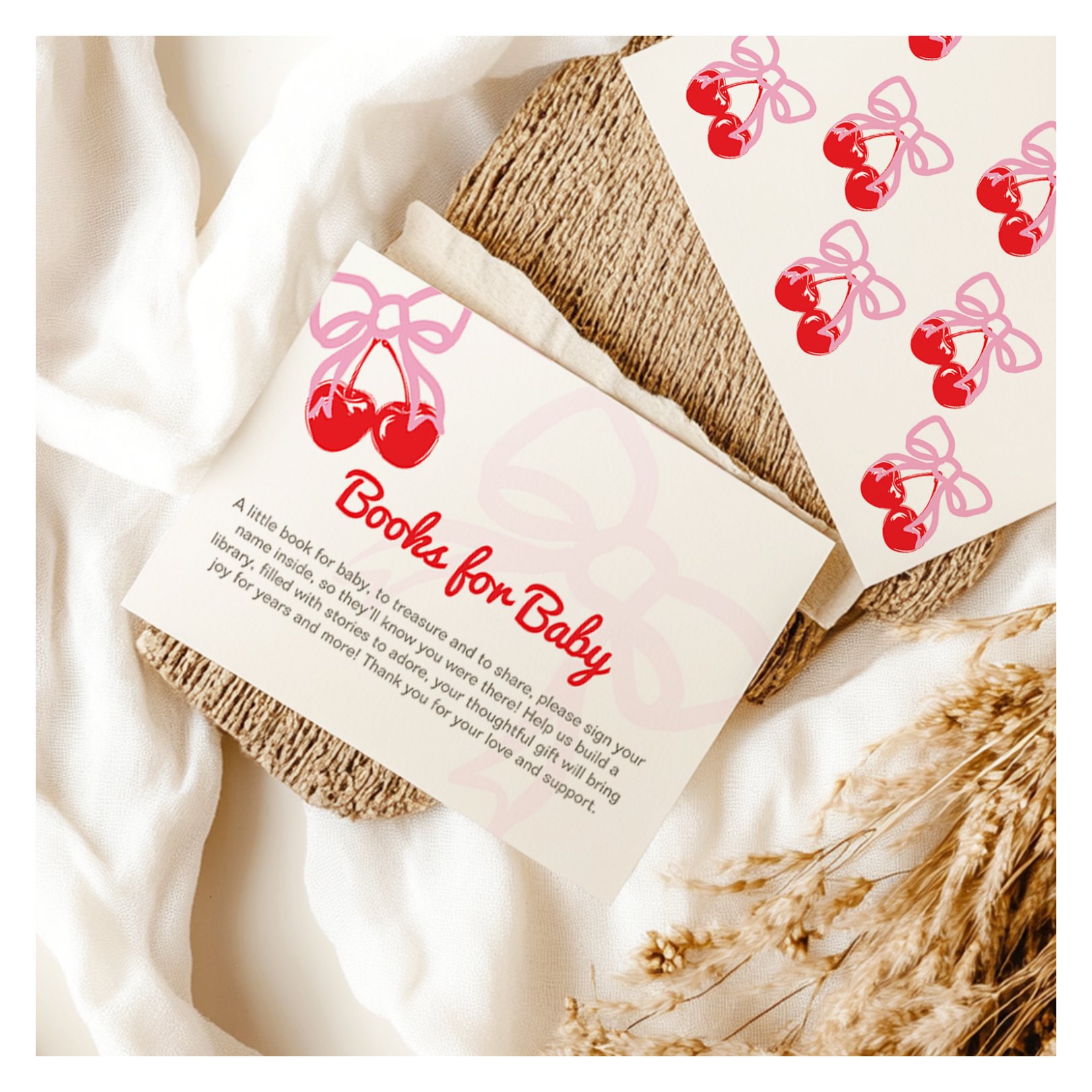 Shes the cherry on top baby shower Book Request Enclosure Card