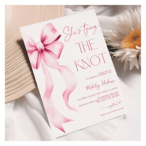 She's Tying the Knot Pink Ribbon Bridal Shower Invitation