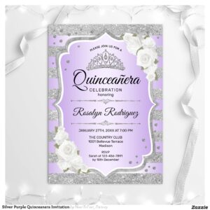 Silver Purple Quinceanera Invitation