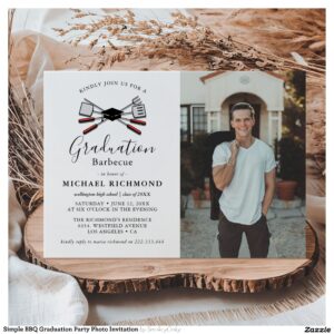 Simple BBQ Graduation Party Photo Invitation