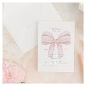 Simple Blush Coquette Bow Bridal Shower Invitation