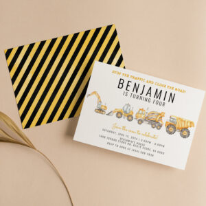 Simple Construction Birthday Dump Truck Party Invitation