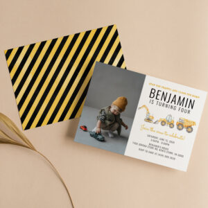 Simple Construction Birthday Dump Truck Party Invitation