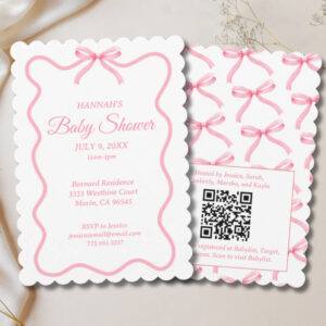 Simple Pink Bow Girly Coquette Baby Shower Invitation