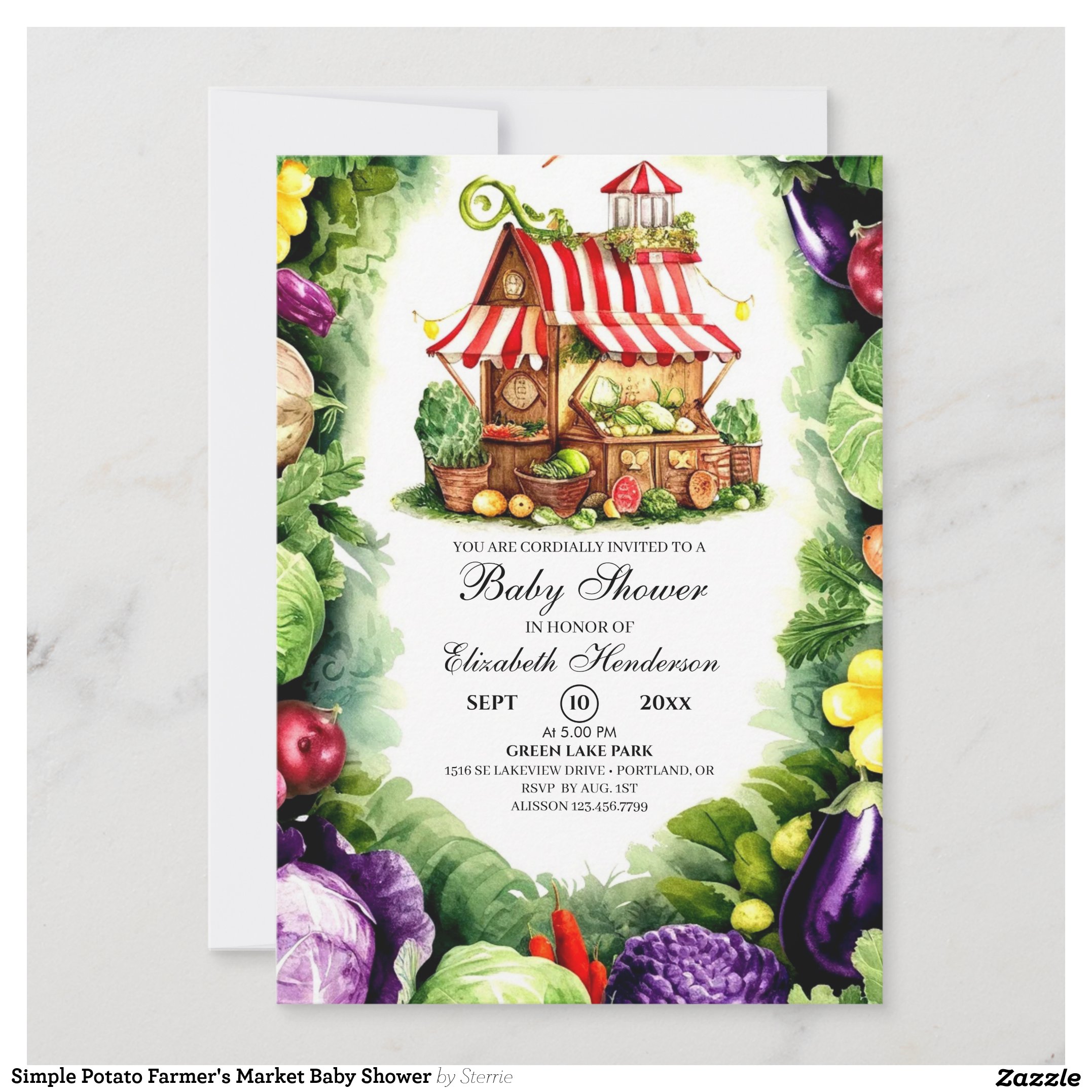 Simple Potato Farmer's Market Baby Shower Invitation