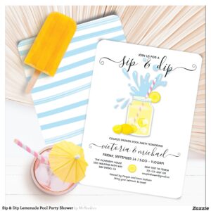 Sip & Dip Lemonade Pool Party Shower Invitation