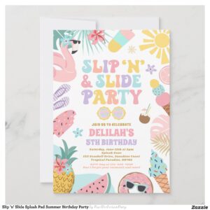 Slip 'n' Slide Splash Pad Summer Birthday Party Invitation