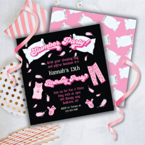 Slumber Party Pillow Fight Birthday Invitation
