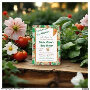 Smiling Veggies Baby Shower Invitation