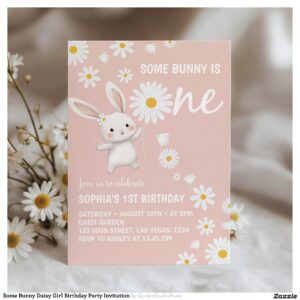 Some Bunny Daisy Girl Birthday Party Invitation