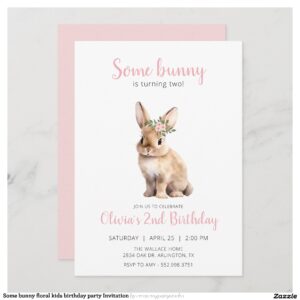Some bunny floral kids birthday party Invitation