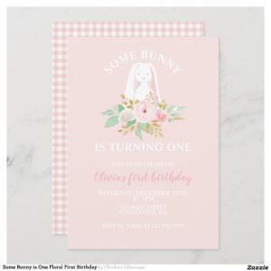 Some Bunny is One Floral First Birthday Invitation