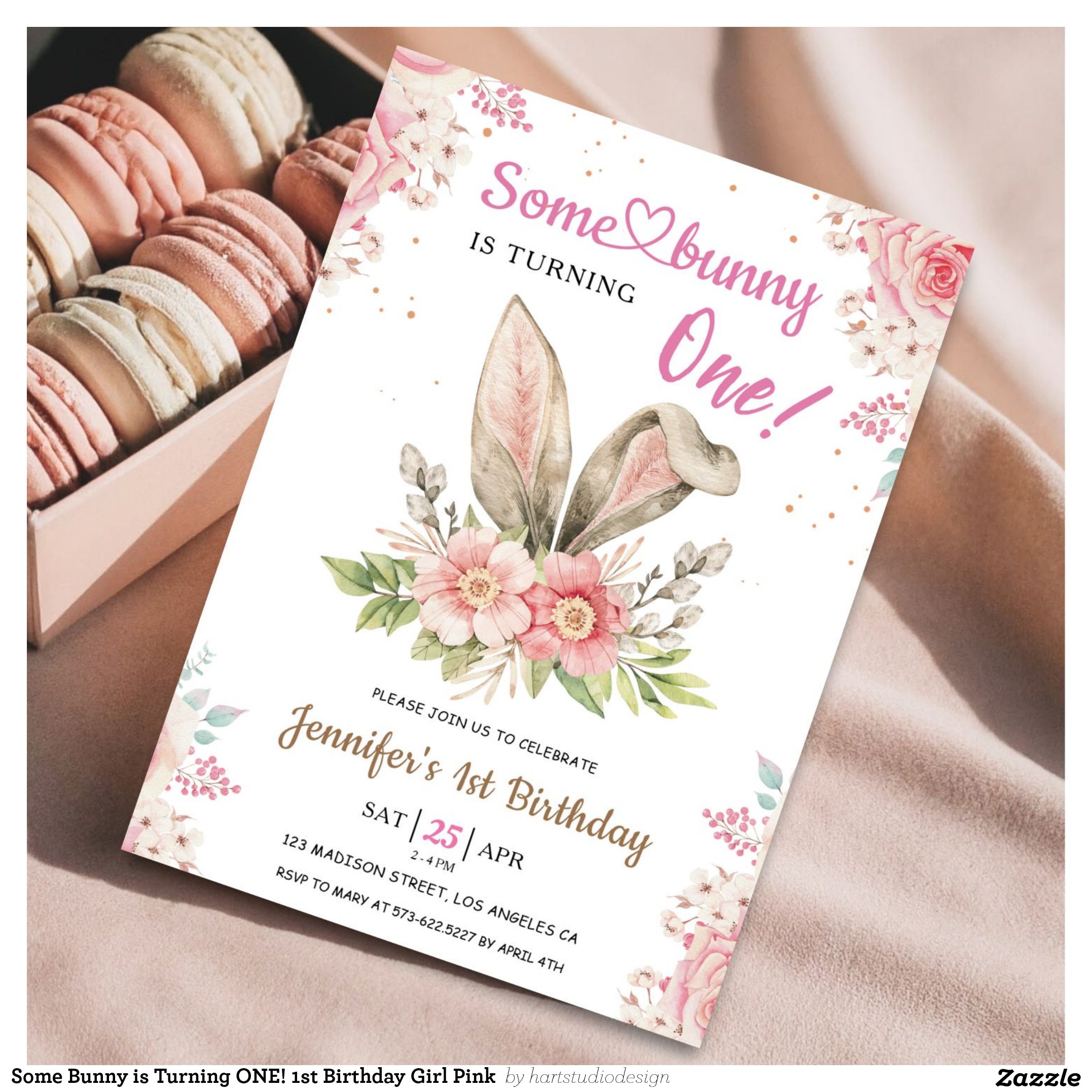 Some Bunny is Turning ONE! 1st Birthday Girl Pink Invitation