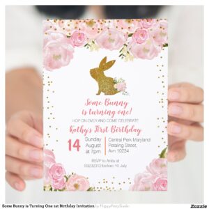 Some Bunny is Turning One 1st Birthday Invitation