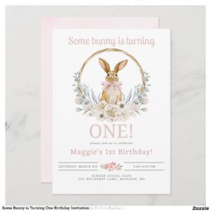 Some Bunny is Turning One Birthday Invitation