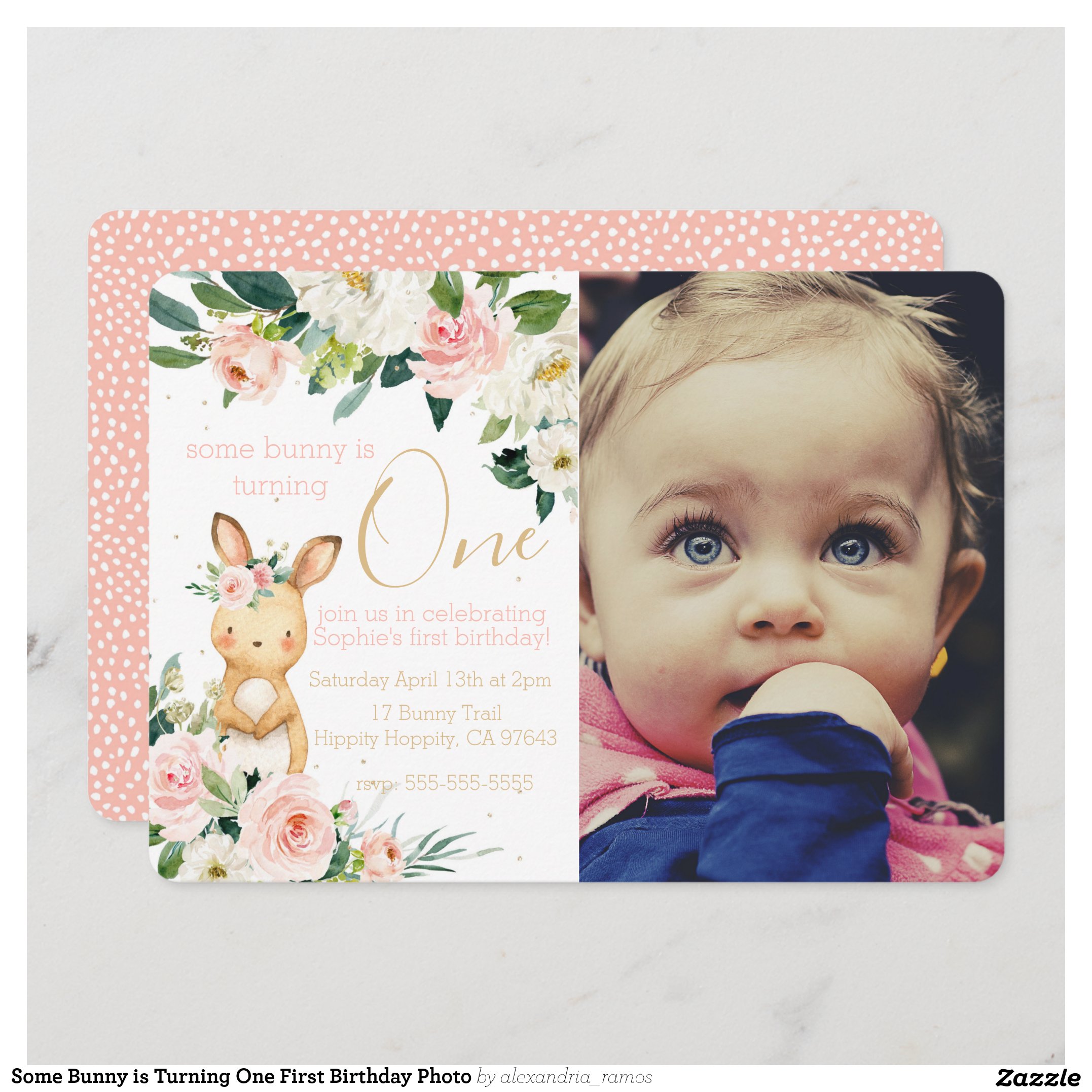 Some Bunny is Turning One First Birthday Photo Invitation