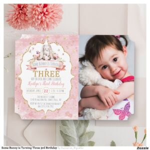Some Bunny is Turning Three 3rd Birthday Invitation