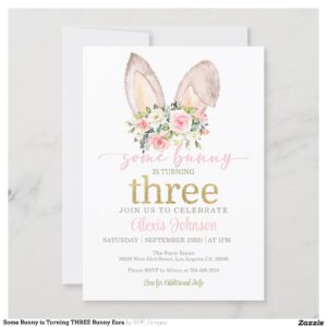 Some Bunny is Turning THREE Bunny Ears Invitation