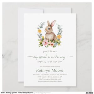 Some Bunny Special Floral baby shower Invitation