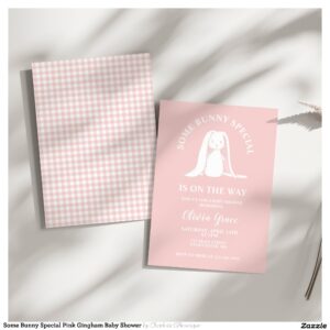 Some Bunny Special Pink Gingham Baby Shower Invitation