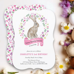 Some Bunny Sweet Pretty Girl Birthday Invitation
