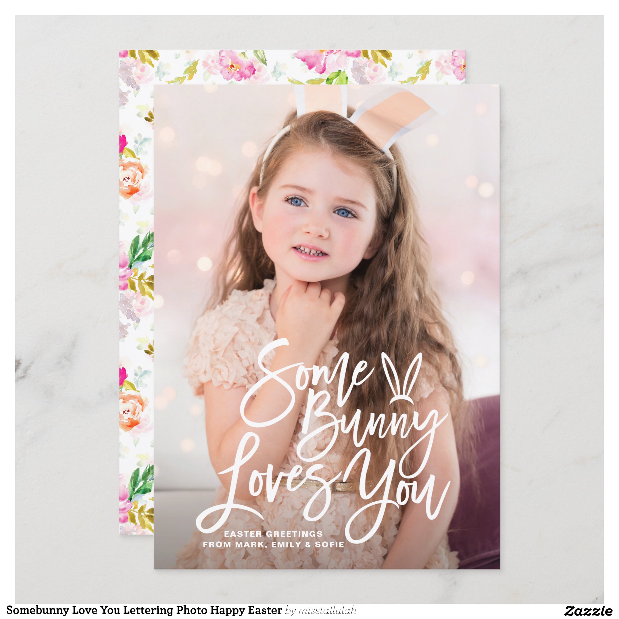 Somebunny Love You Lettering Photo Happy Easter Holiday Card