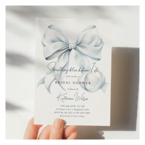 Something Blue Before I Do Bow Bridal Shower Invitation