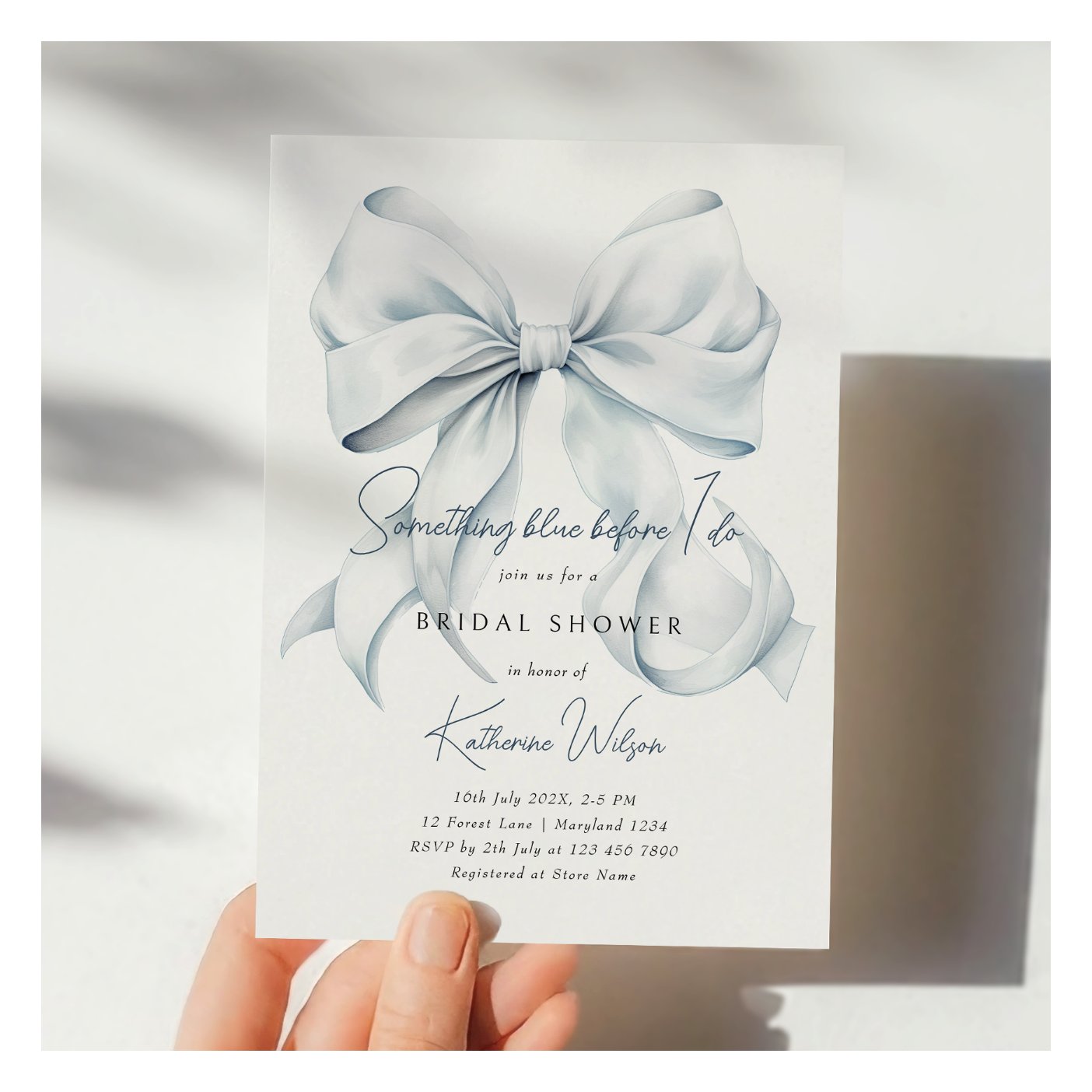 Something Blue Before I Do Bow Bridal Shower Invitation