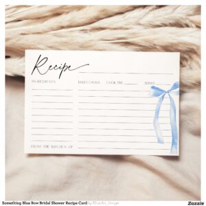 Something Blue Bow Bridal Shower Recipe Card