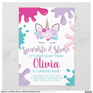 Sparkle and Slime Unicorn Slime Birthday Invite