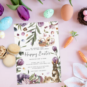 Spring Crocus Easter Picnic and Egg Hunt Invitation