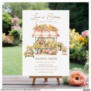 Spring Floral Market Love In Bloom Bridal Shower Invitation
