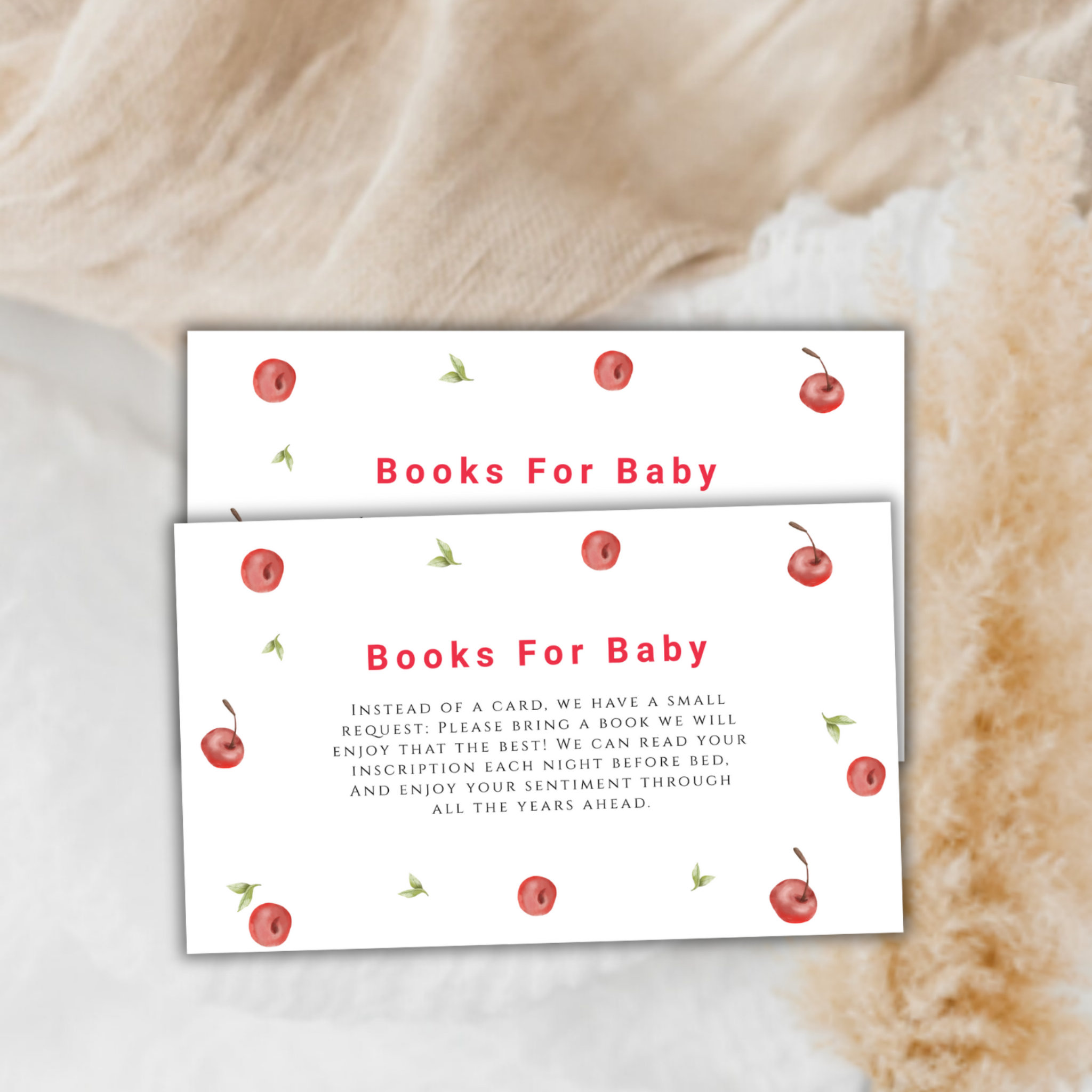 Spring Modern Cherry Sweet Books For Baby Shower Enclosure Card
