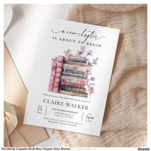 Storybook Coquette Book New Chapter Baby Shower Invitation