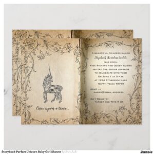 Storybook Perfect Unicorn Baby Girl Shower Invitation