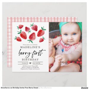 Strawberry 1st Birthday Invite First Berry Sweet