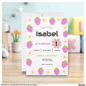 Strawberry 1st Birthday Invite First Berry Sweet
