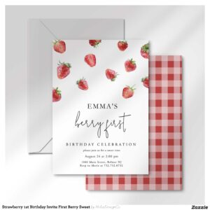 Strawberry 1st Birthday Invite First Berry Sweet