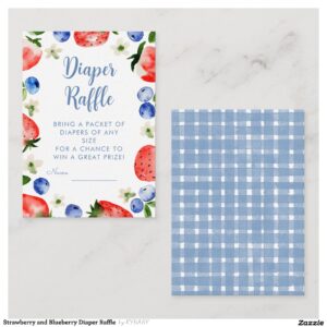 Strawberry and Blueberry Diaper Raffle Enclosure Card