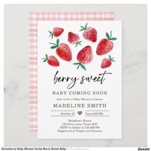 Strawberry Baby Shower Invite Berry Sweet Baby