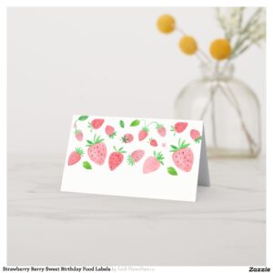 Strawberry Berry Sweet Birthday Food Labels Place Card