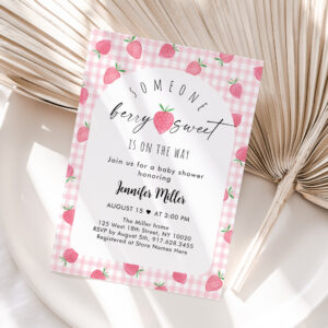 Strawberry Berry Sweet Boho Baby Shower Invitation