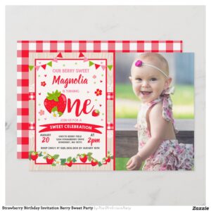 Strawberry Birthday Invitation Berry Sweet Party