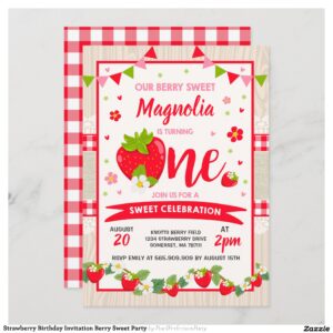 Strawberry Birthday Invitation Berry Sweet Party