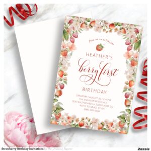 Strawberry Birthday Invitations