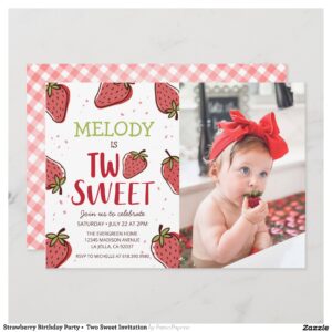 Strawberry Birthday Party ?? Two Sweet Invitation
