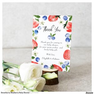 Strawberry Blueberry Baby Shower Thank You Card