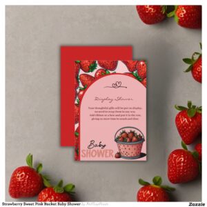 Strawberry Sweet Pink Bucket Baby Shower Enclosure Card