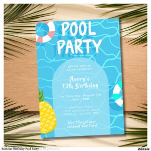 Summer Birthday Pool Party Invitation